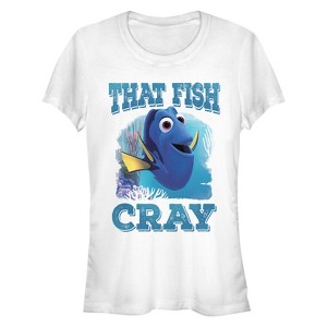 Juniors Womens Finding Dory Cray Cray Fish T-Shirt - 1 of 3