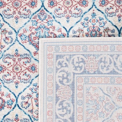 Brentwood 3' x 5' Blue and Beige Synthetic Area Rug