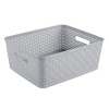 Sterilite 14'' x 11.5'' x 5'' Rectangular Weave Pattern Short Basket with Handles for Bathroom, Laundry Room, Pantry, & Closet, Cement (12 Pack) - 4 of 4