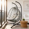 AEELLEEA Egg Swing Chair with Stand Cushion Strong Load Bearing 2 Person Hanging Wicker Hammock Chair for Indoor Outdoor Garden Patio Beige - 3 of 4