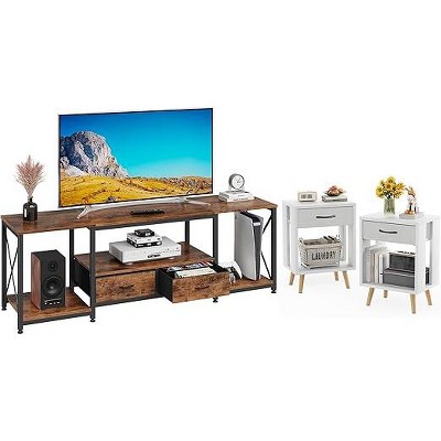 Gericco TV Stand with Fabric Drawer - Entertainment Center and Industrial TV Console Table