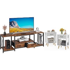 Gericco TV Stand with Fabric Drawer - Entertainment Center and Industrial TV Console Table - 1 of 1
