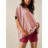 Imily Bela Womens Oversized Casual Summer Crew Neck Loose Dropped Short Sleeve Side Slit Hem Tunic Blouse Light - 3 of 4