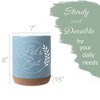 Elanze Designs Let's Eat Laurel Wheat Ceramic Cork Bottom Sky Blue Large Capacity Utensil Holder Crock for Countertop Storage, Stylish & Durable for - 2 of 4