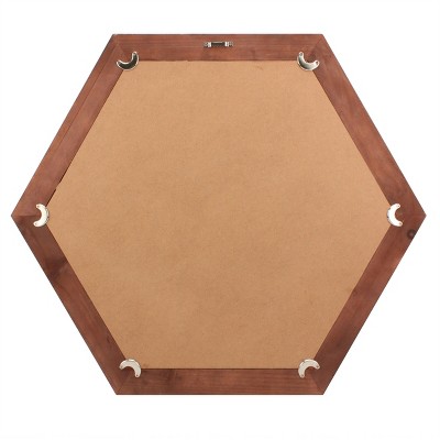 Redwood Hexagon Wall Mirror with Wooden Frame