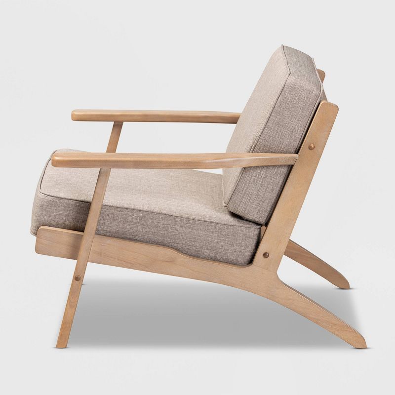 Sigrid Fabric Upholstered Wood Armchair Light Gray/Antique Oak - Baxton Studio, 4 of 10