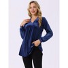 INSPIRE CHIC Women's Velvet V-neck Long Sleeve Solid Tunic Loose Blouse - 4 of 4