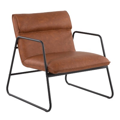 Casper Armchair Leather/Steel Black/Camel Brown - LumiSource