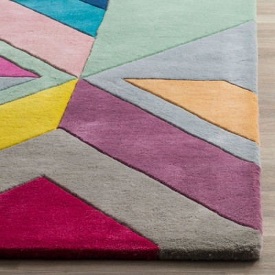 Gray and Multicolor Handmade Wool Geometric Area Rug