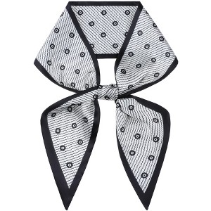 INSPIRE CHIC Women's Contrast Color Floral Printed Skinny Long Satin Silky Neck Scarves 1Pc - 1 of 4