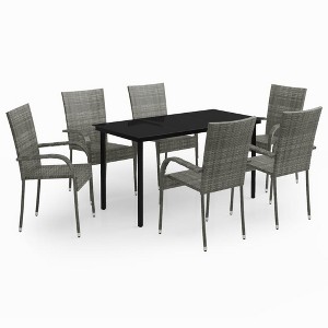 vidaXL Garden Dining Set Grey and Black - 1 of 4