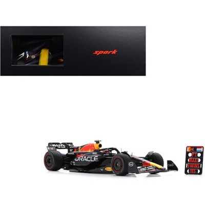 Red Bull Racing RB19 #1 "Oracle" Winner F1 "Dutch GP" (2023) with Pit Board and Acrylic Display Case  1/18 Model Car by Spark