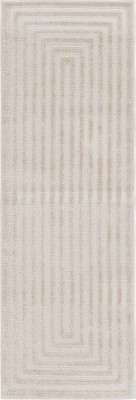 Beige and Ivory Synthetic Outdoor Runner Rug
