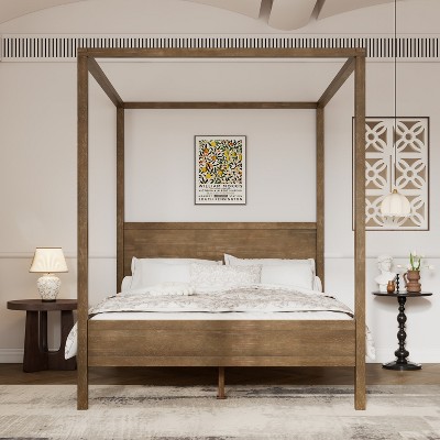 Christopher Knight Home Opal Queen Size Rubberwood Canopy Bed with Headboard