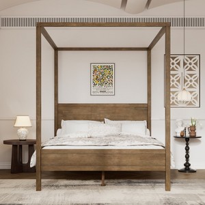 Christopher Knight Home Opal Queen Size Rubberwood Canopy Bed with Headboard - 1 of 4