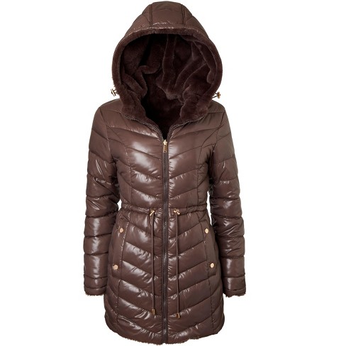 Faux fur lined online puffer coat