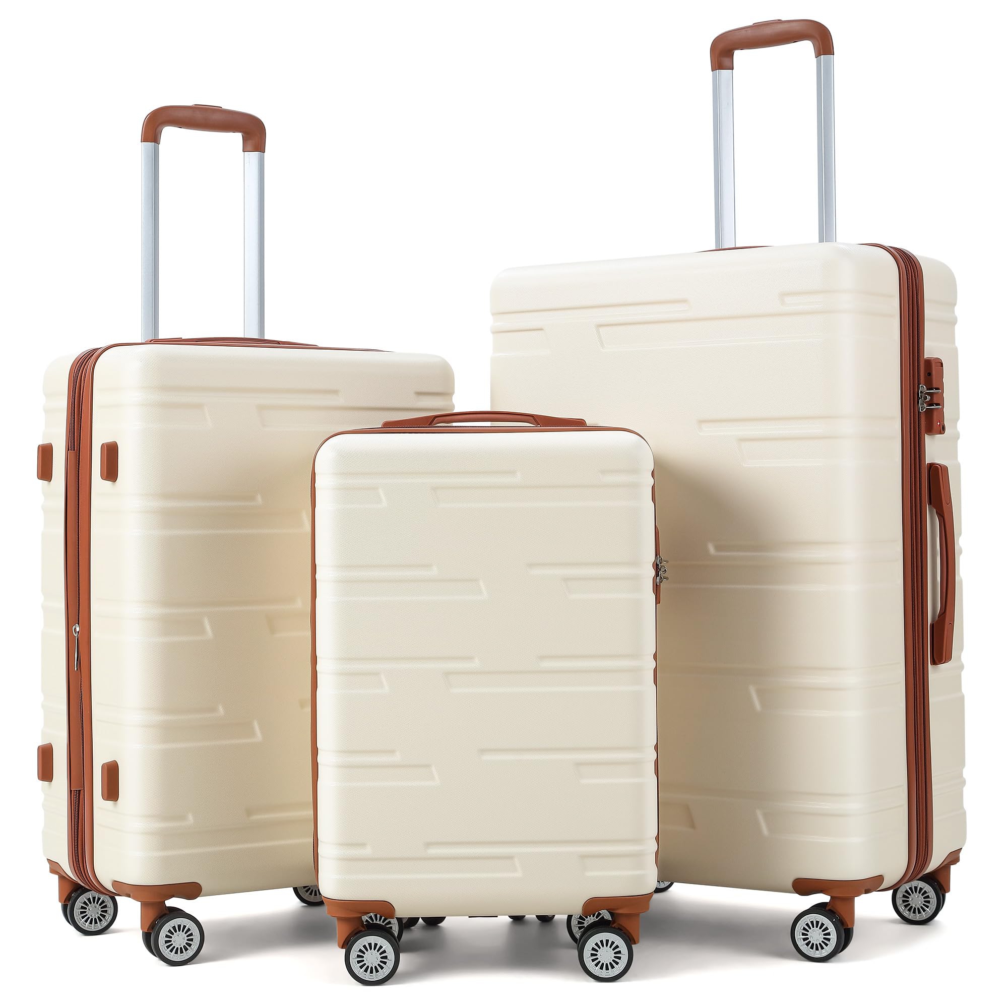 3 Piece Luggage Set, ABS Suitcase Set with TSA Locks & Spinner Wheels, Carry On Luggage, Travel Suitcase Organizer