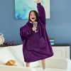 PAVILIA Wearable Blanket Sweatshirt for Kids Boy Girl, Warm Cozy Oversized Giant Hoodie, Fleece Faux Shearling Two Pocket - 3 of 4