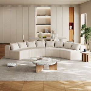 CAVINAS Curved Modular Sectional Sofa with 4 Seats,Symmetrical Semi Circular for Living Room,Modern Cloud Couch Sectional,2 Pillows per module,Beige - 1 of 4