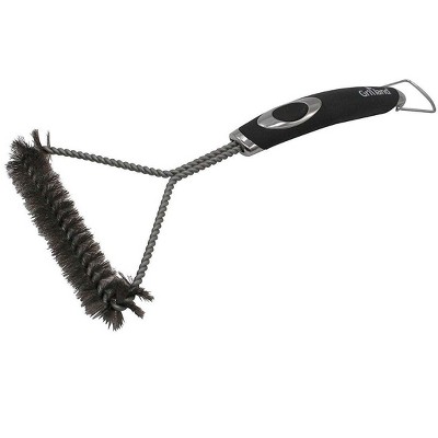 MPM BBQ Grill Brush with Stainless Steel Bristle & TPR Soft-Grip Handle  12". 3-Sided Grill Brush for Easy Cleaning  Great for Smaller Grills