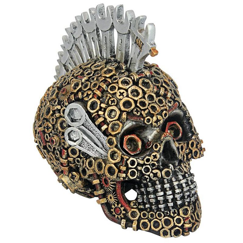 Design Toscano Gear Head Nuts and Bolts Motor Skull Statue, 1 of 8