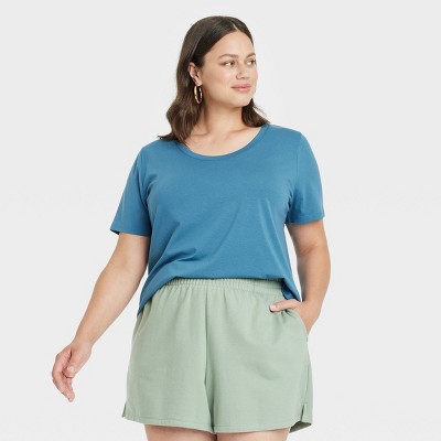 Women's Plus Size Short Sleeve Relaxed Scoop Neck T-Shirt - Ava & Viv™