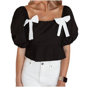 Women's Can't Resist It Bow Smocked Top - LENA - 1 of 2