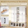 4-in-1 Hall Tree Entryway Bench Storage Bench Mudroom Coat Rack with Hooks, Storage Cabinet & Shelves, White/Black/Blue-ModernLuxe - 4 of 4