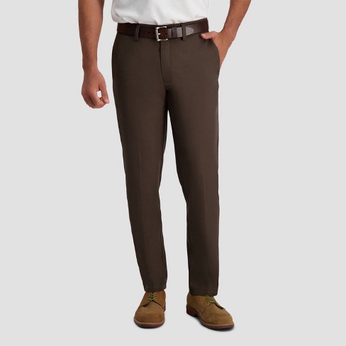 Haggar Men S Cool 18 Pro Slim Fit Flat Front Casual Pants Brown 29x30 Target