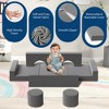 Kids Couch for Building Fort Toy,13pcs DIY Toddler Sofa,Velvet Toddler Futon Sofa Bed for Playroom, Bedroom,Grey - 2 of 4