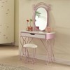 Vanity Set White Purple - Acme Furniture: Butterfly-Shaped Desk with Stool & Storage Drawer - 2 of 4