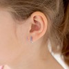 Girls' Simulated Opal Inlay Huggie Hoop Sterling Silver Earrings - In Season Jewelry - 3 of 4