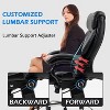 High Back Office Chair - Adjustable Lumbar Support, Big & Tall Executive Desk Chair, Wide Spring Seat, Sturdy Metal Base, Silent Wheels - 3 of 4