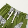 Owlivia Organic Cotton Toddler Short Sleeve Pajama Sets, Baby Summer 2Pc Sleepwear - Green Cheetah - 4 of 4