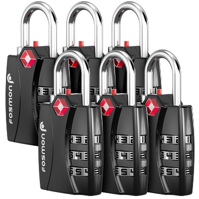 Fosmon 6 Pack TSA Locks for Luggage, Padlock Combination Lock Easy to Set TSA Luggage Locks TSA Approved for Travel Suitcase Backpack & Locker, Black