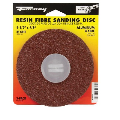 Forney 4.5 in. Aluminum Oxide Adhesive Sanding Disc 24 Grit 3 pk