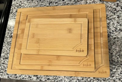 JoyJolt Bamboo Cutting Board Set, Wooden Cutting Boards for Kitchen Non  Slip Wood Cutting Board Set
