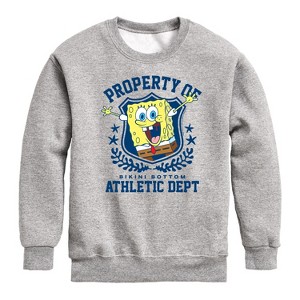 Boys' - SpongeBob SquarePants - Property Of Bikini Bottom Graphic Long Sleeve Fleece Sweatshirt - 1 of 4