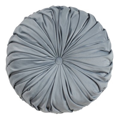 14" Velvet Pintuck Poly Filled Round Throw Pillow Blue/Gray - Saro Lifestyle