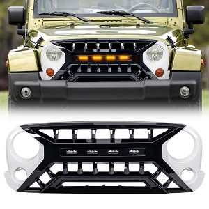 AMERICAN MODIFIED Armor Grille Compatible w/ 07-18 Jeep Wrangler JK, Amber LED, White/Black - 1 of 4
