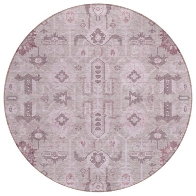 Pink Mauve And Blush Oriental Washable Indoor Outdoor Area Rug