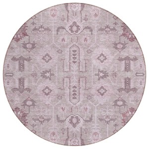 Pink Mauve And Blush Oriental Washable Indoor Outdoor Area Rug - 1 of 4