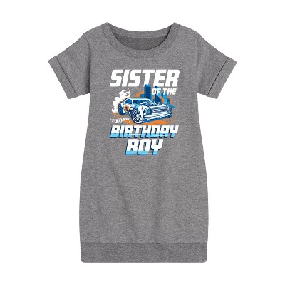 - Hot Wheels - Sister Of Birthday Boy Graphic Short Sleeve Fleece Dress