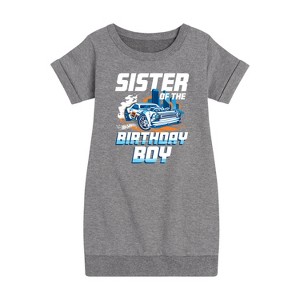 - Hot Wheels - Sister Of Birthday Boy Graphic Short Sleeve Fleece Dress - 1 of 3
