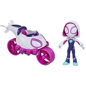 Marvel Spidey and His Amazing Friends Ghost-Spider Action Figure with Copter-Cycle Vehicle, 4-Inch Poseable Toy for Kids Ages 3 and Up - 1 of 4