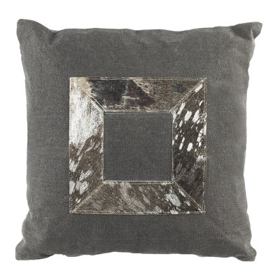 Grayer Metallic Cowhide Pillow - Grey/Silver - 20"X20" - Safavieh