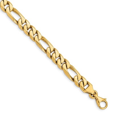 Black Bow Jewelry Men's 14k Yellow Gold, 8mm Figaro Link Chain Bracelet - 8 Inch
