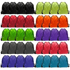 Generic 40 Pack Drawstring Backpacks Bulk - Waterproof Nylon Cinch Bag - 1 of 4