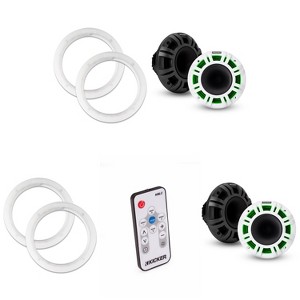 Kicker (2 Pair ) 48KMXL654 LED 6.5" Horn-Loaded Marine Coax with a Pair of 50KLSR65 6.5 Led Speaker Ring & LED Remote Bundle - 1 of 4