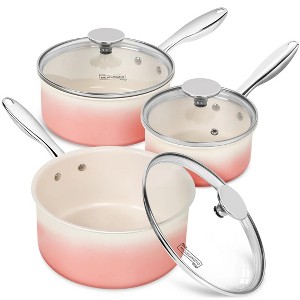 Michelangelo 3pc Nonstick Saucepan Set with Lid - 1 of 1